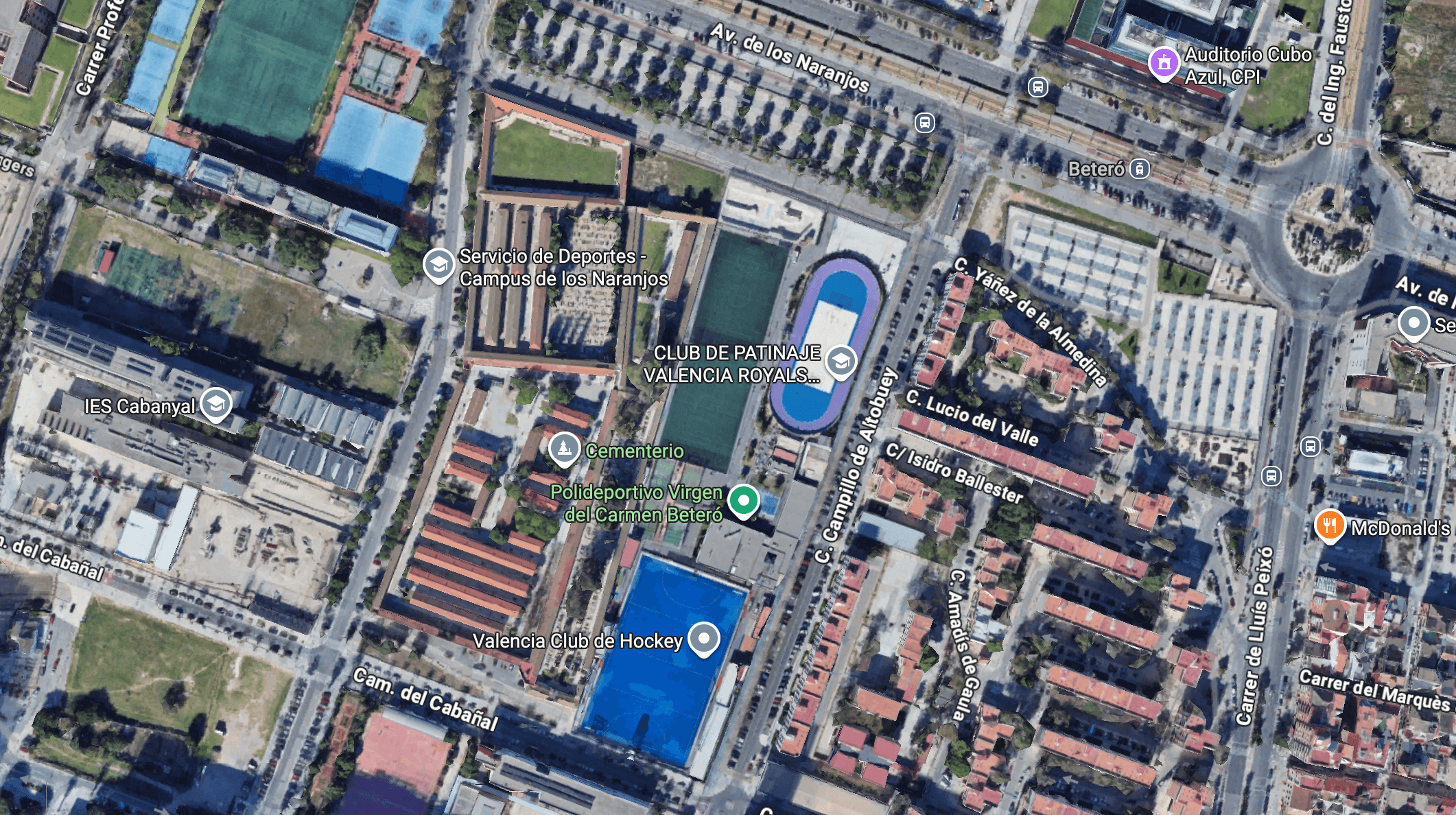 Mapa Polideportivo Beteró Valencia Royals